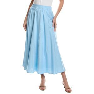 Point Womens  Linen-Blend Panel Skirt, Blue